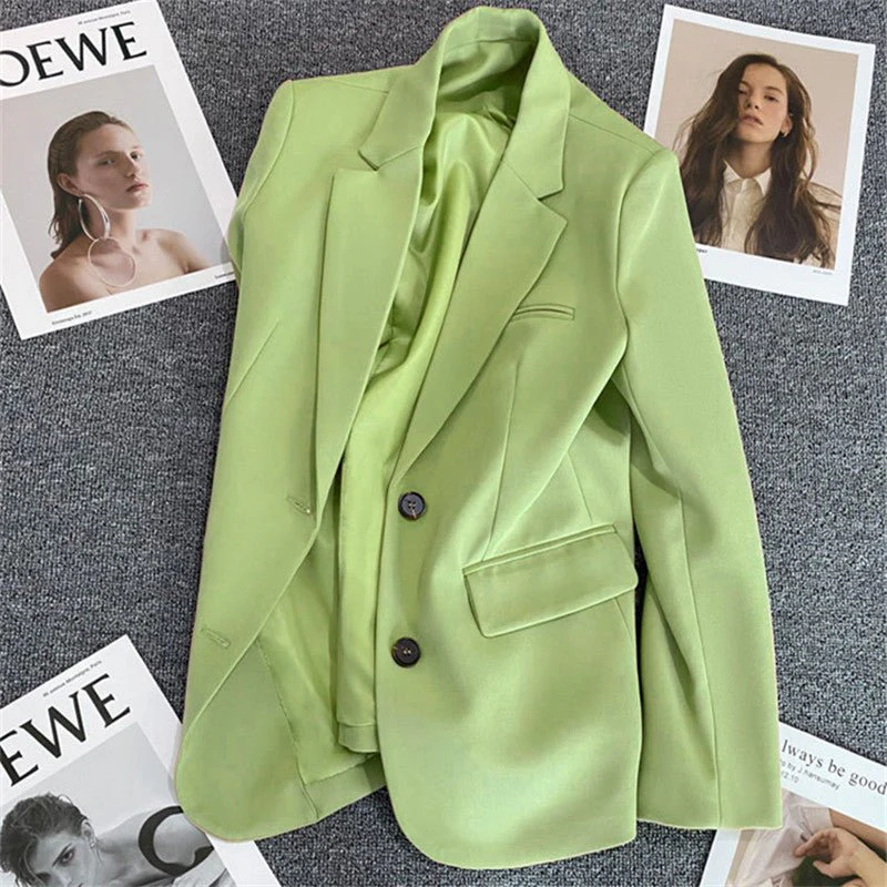 Loose Straight Blazer For Women with Black Buttons - Image 24