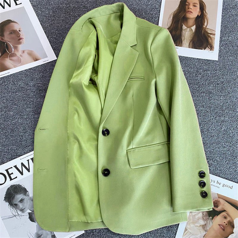 Loose Straight Blazer For Women with Black Buttons FD - Image 22