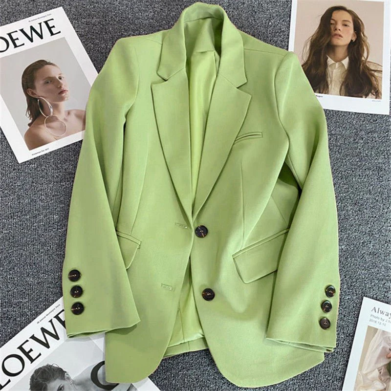 Loose Straight Blazer For Women with Black Buttons FD - Image 23