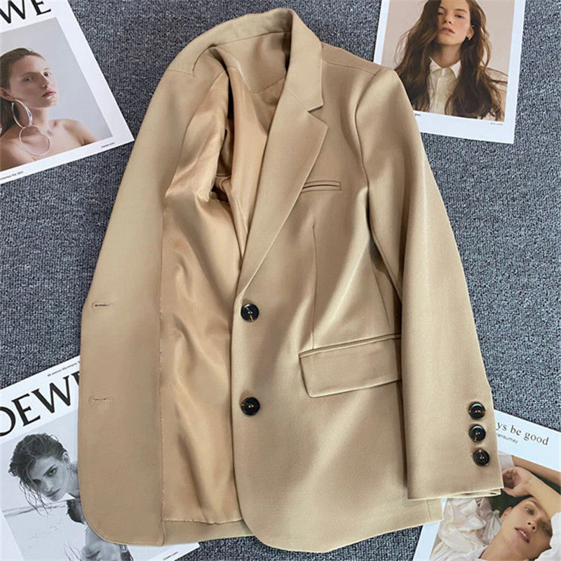 Loose Straight Blazer For Women with Black Buttons FD - Image 3