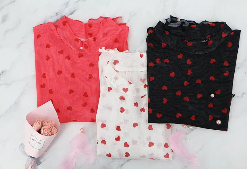 Love mesh sxy cute style navel-baring short tops for women - Image 19