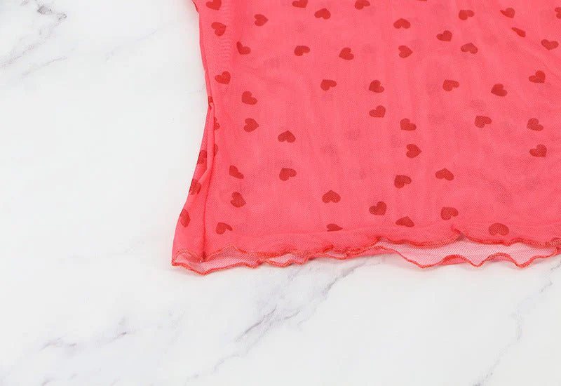 Love mesh sxy cute style navel-baring short tops for women - Image 22