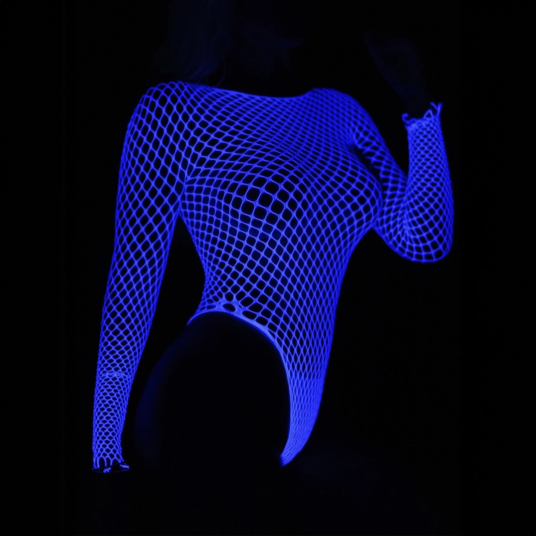Luminous Queen | Women's Blue Mesh Tights & Belly Pocket Set