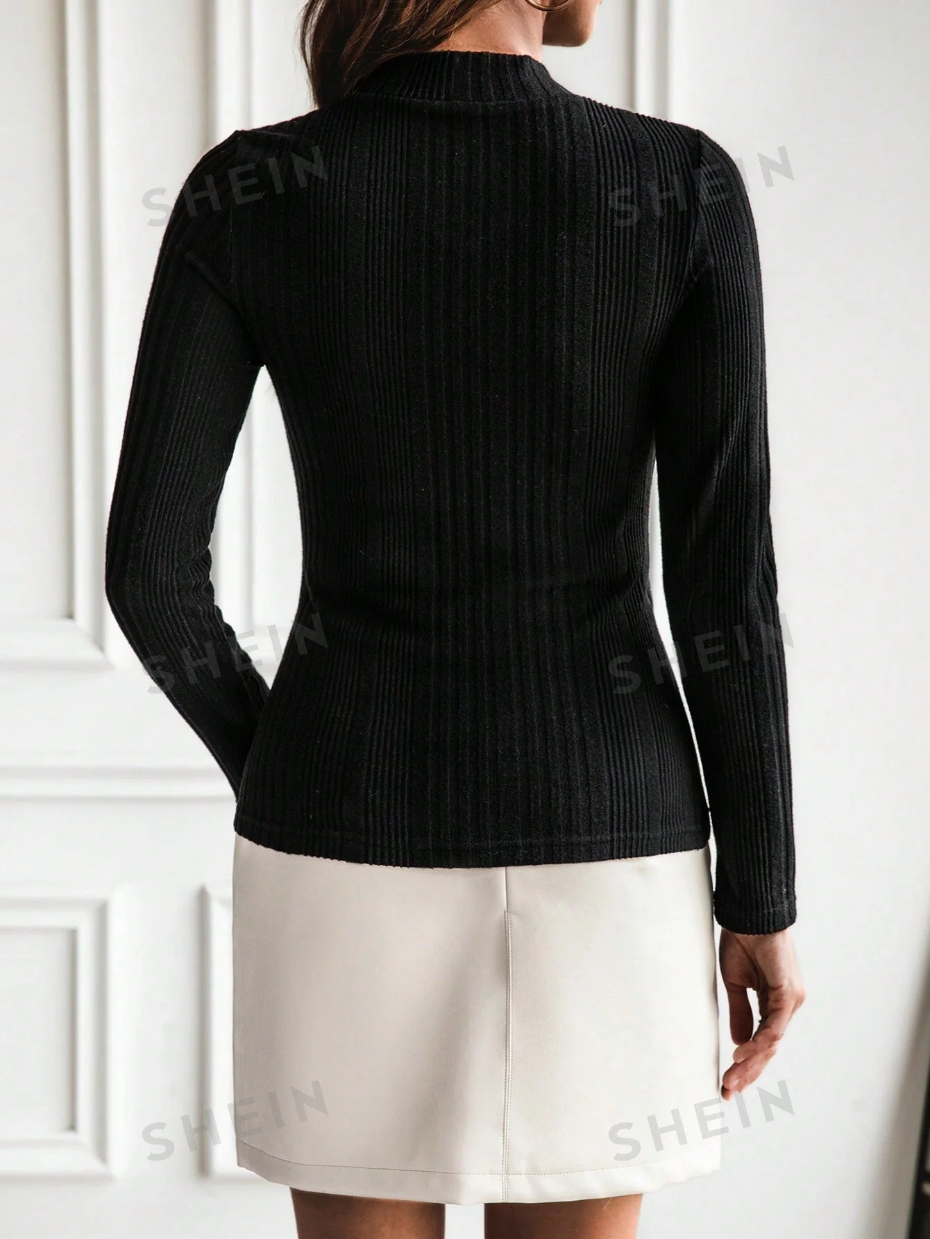 LUNE Button Detail Mock Neck Tee - Image 8