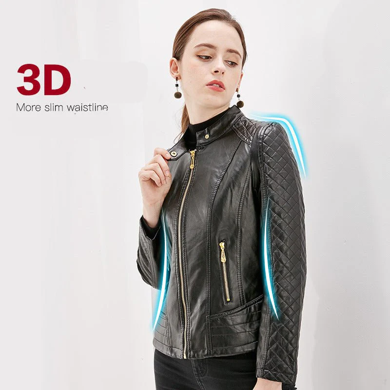 Maroon Glow | Women's Slim Fit Embroidered Faux Leather Jacket - Image 3