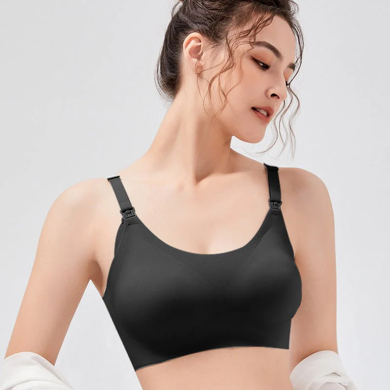 Maternity women's pregnancy feeding bra semi-fixed seamless breathable large size sleeping nursing bra FD - Image 3
