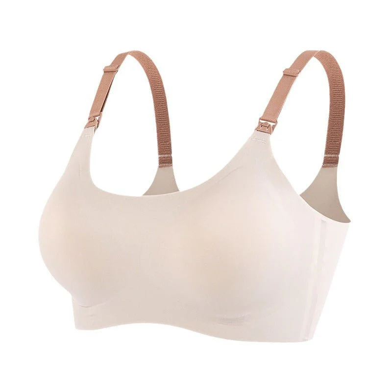Maternity women's pregnancy feeding bra semi-fixed seamless breathable large size sleeping nursing bra FD - Image 7