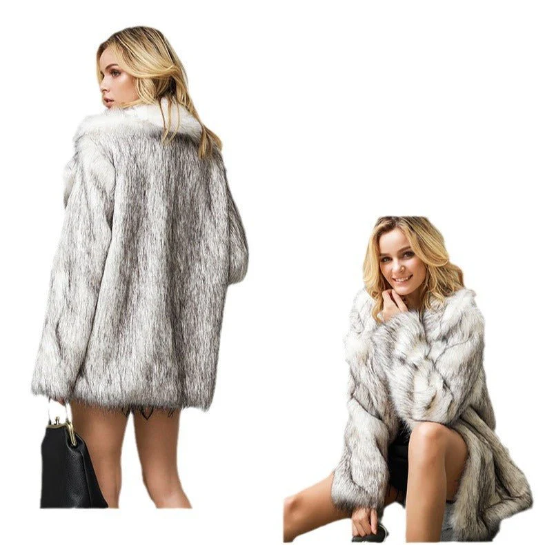 Medium-length suit jacket coat artificial fur imitation fur coat FD - Image 6