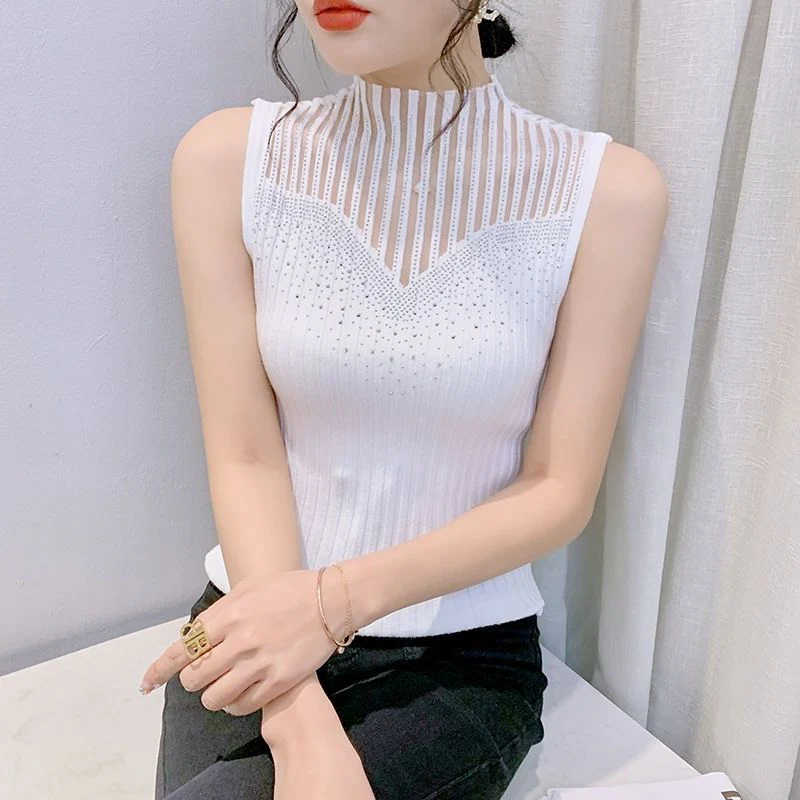 Mesh Detail Knitted T-Shirt for Women | High Elastic Viscose Blend Street Chic Pullover | Summer 2025 Fashion Top by Negative Apparel - Image 4