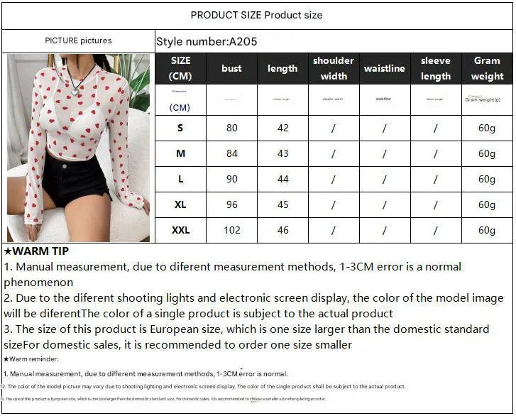 Mesh printing love round neck long sleeve T-shirt thin top women FD - Image 7