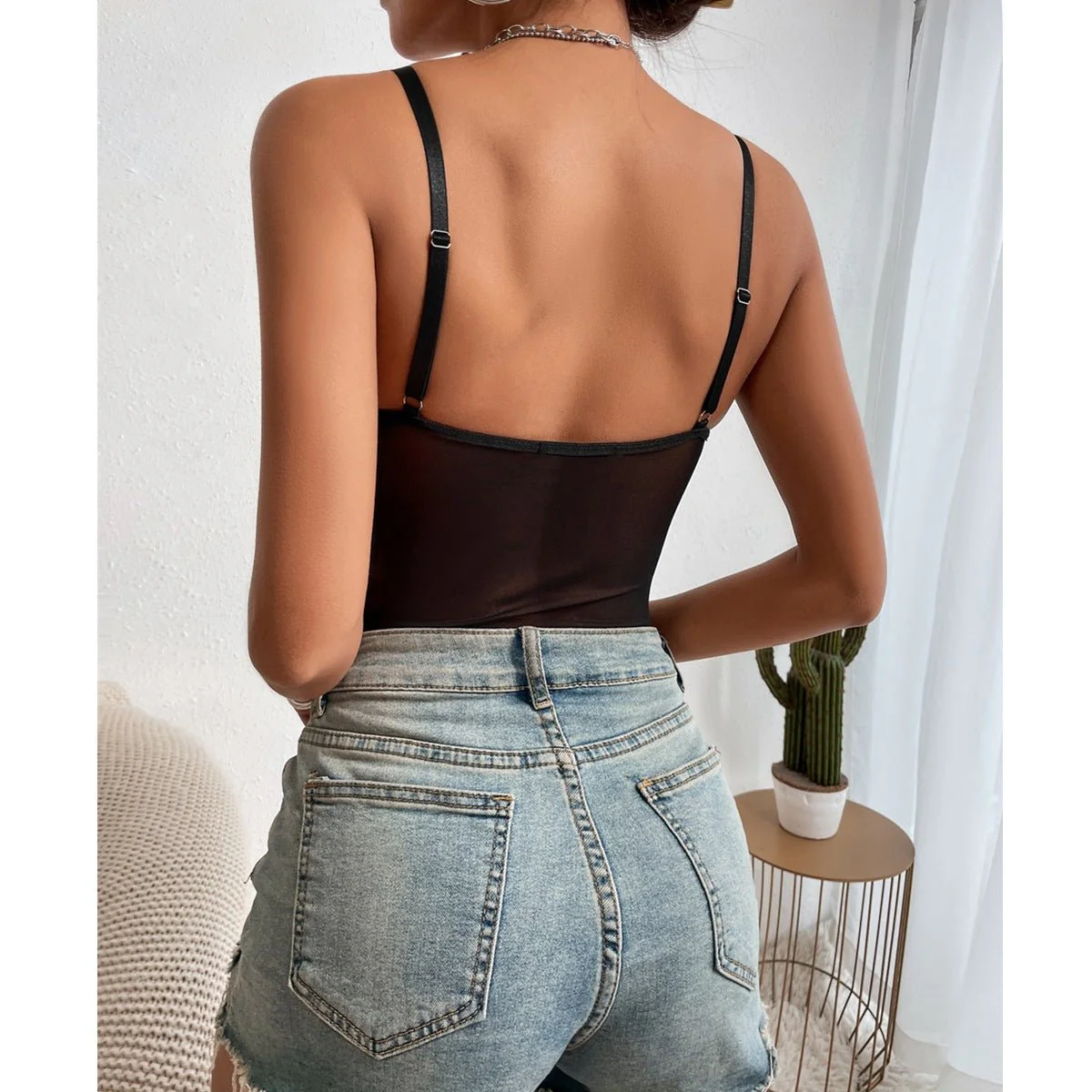 Mesh Temptation | Transparent Backless Lace Splicing Jumpsuit - Image 14