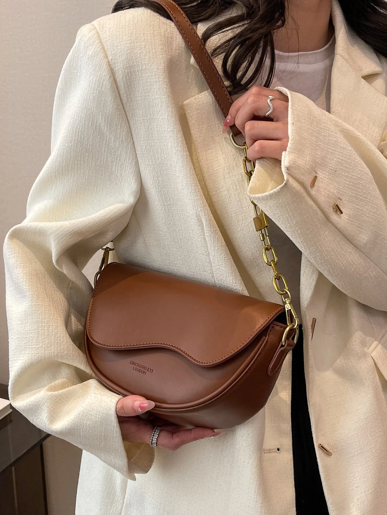 Metal Decor Flap Saddle Bag - Image 14