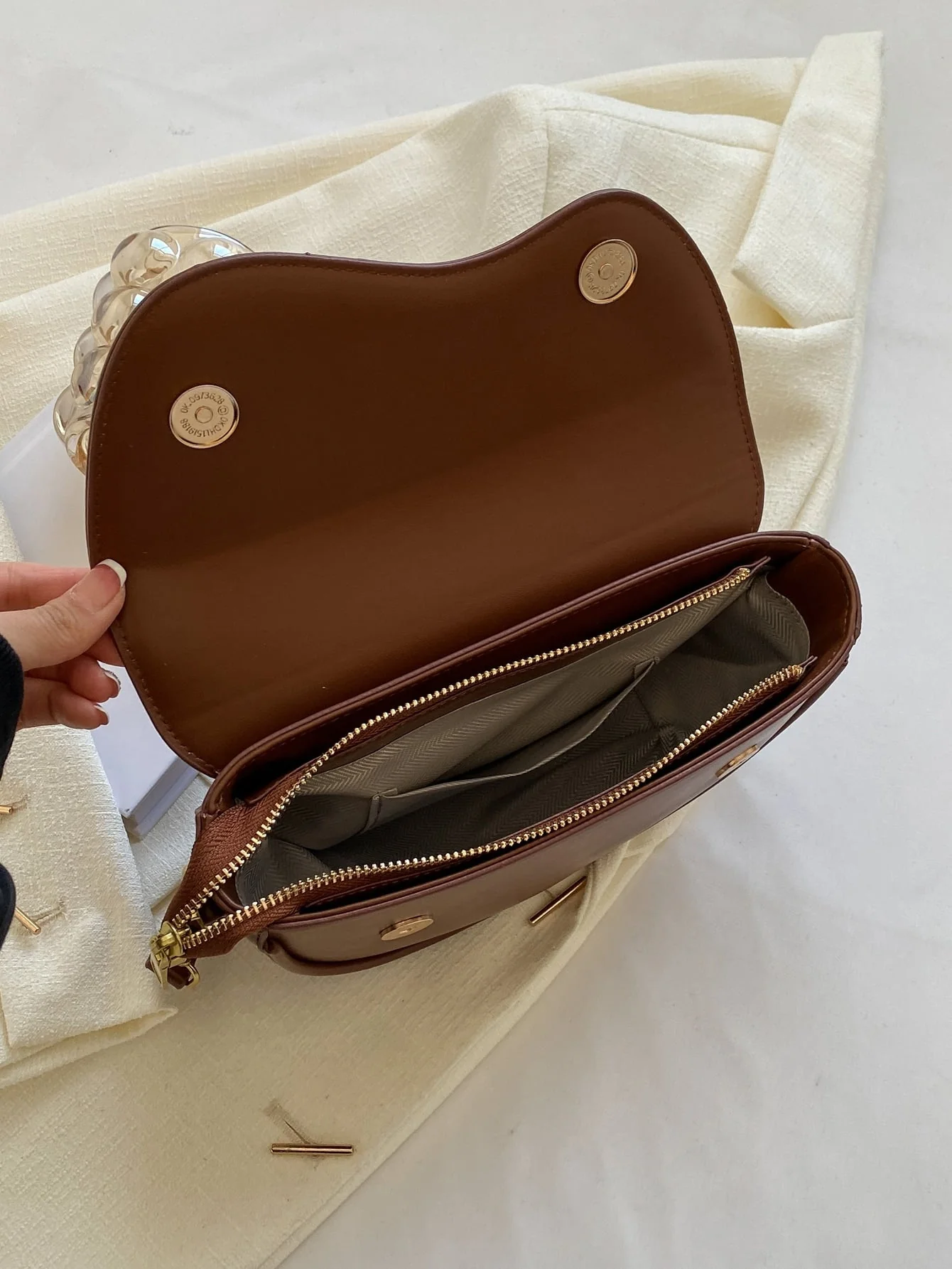 Metal Decor Flap Saddle Bag - Image 15