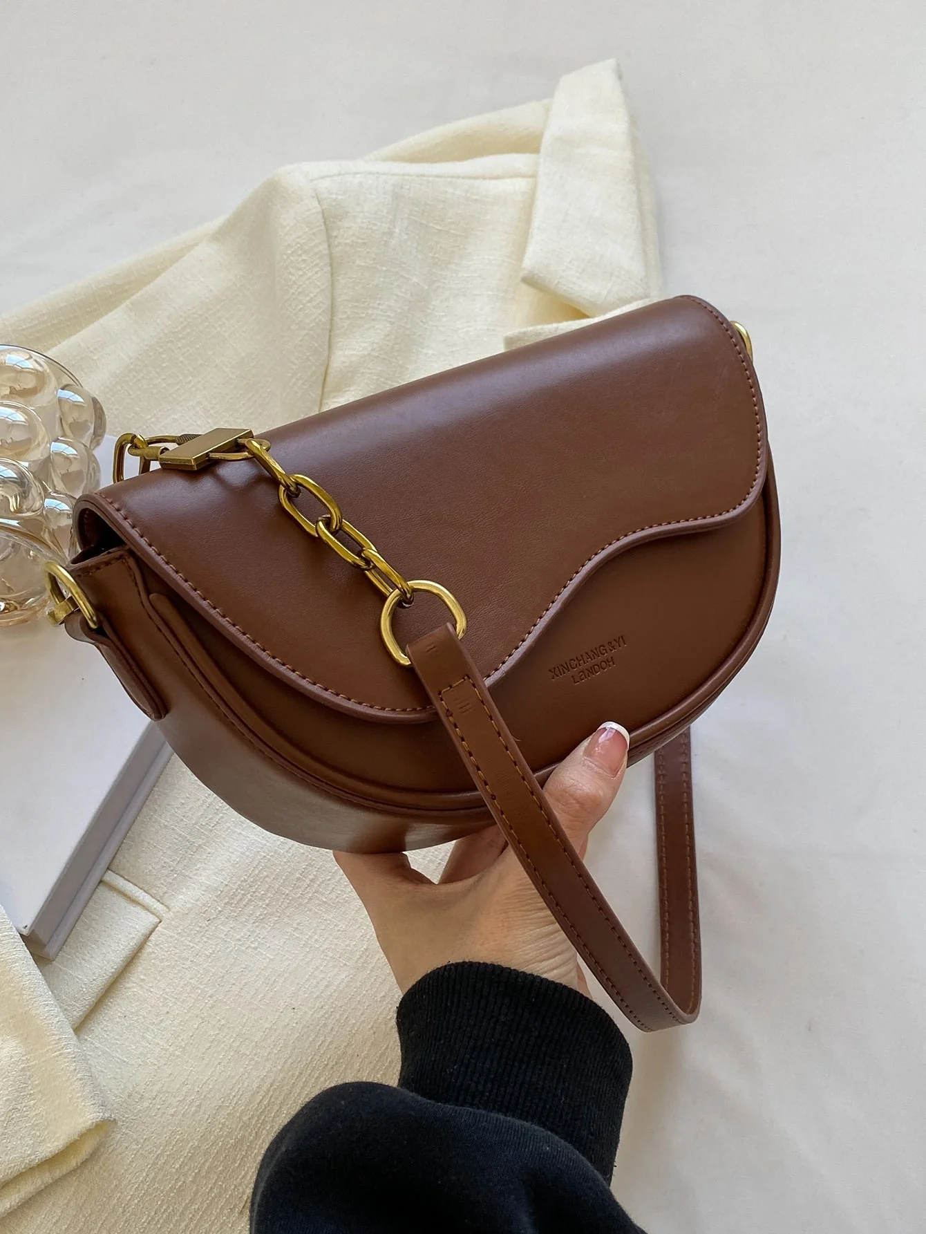 Metal Decor Flap Saddle Bag - Image 16