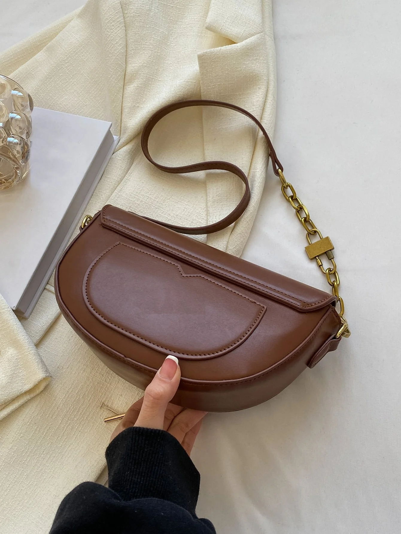 Metal Decor Flap Saddle Bag - Image 17