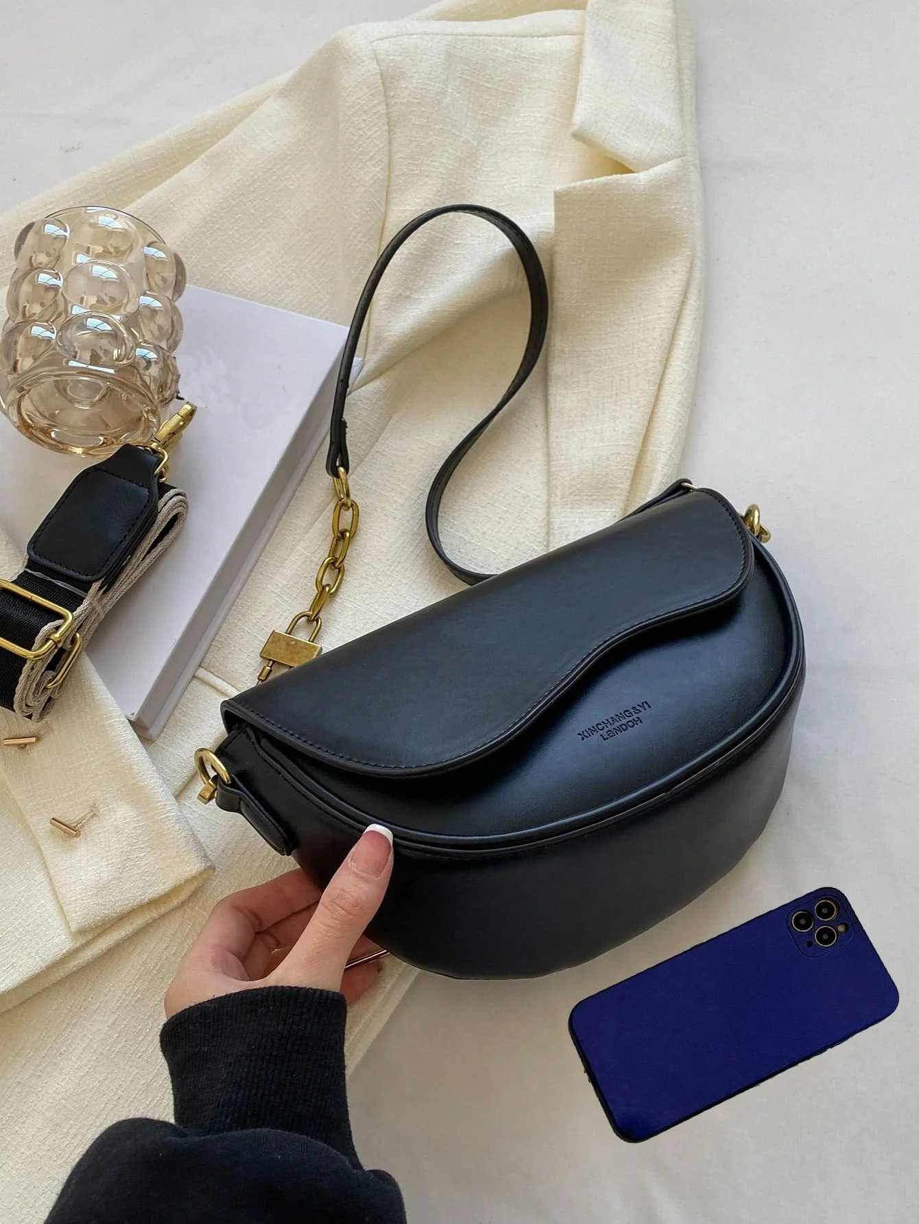 Metal Decor Flap Saddle Bag - Image 23