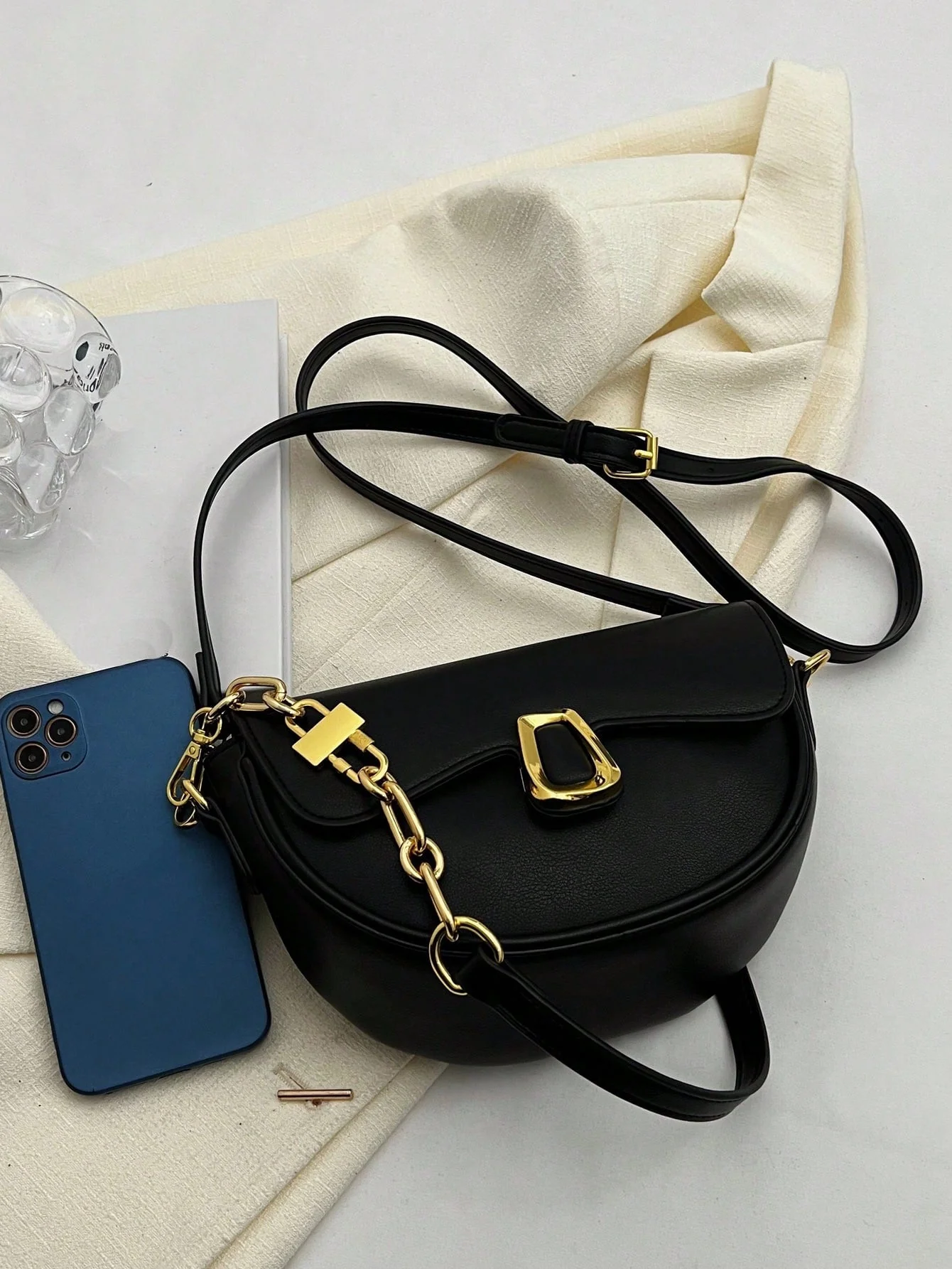 Metal Decor Flap Saddle Bag - Image 35