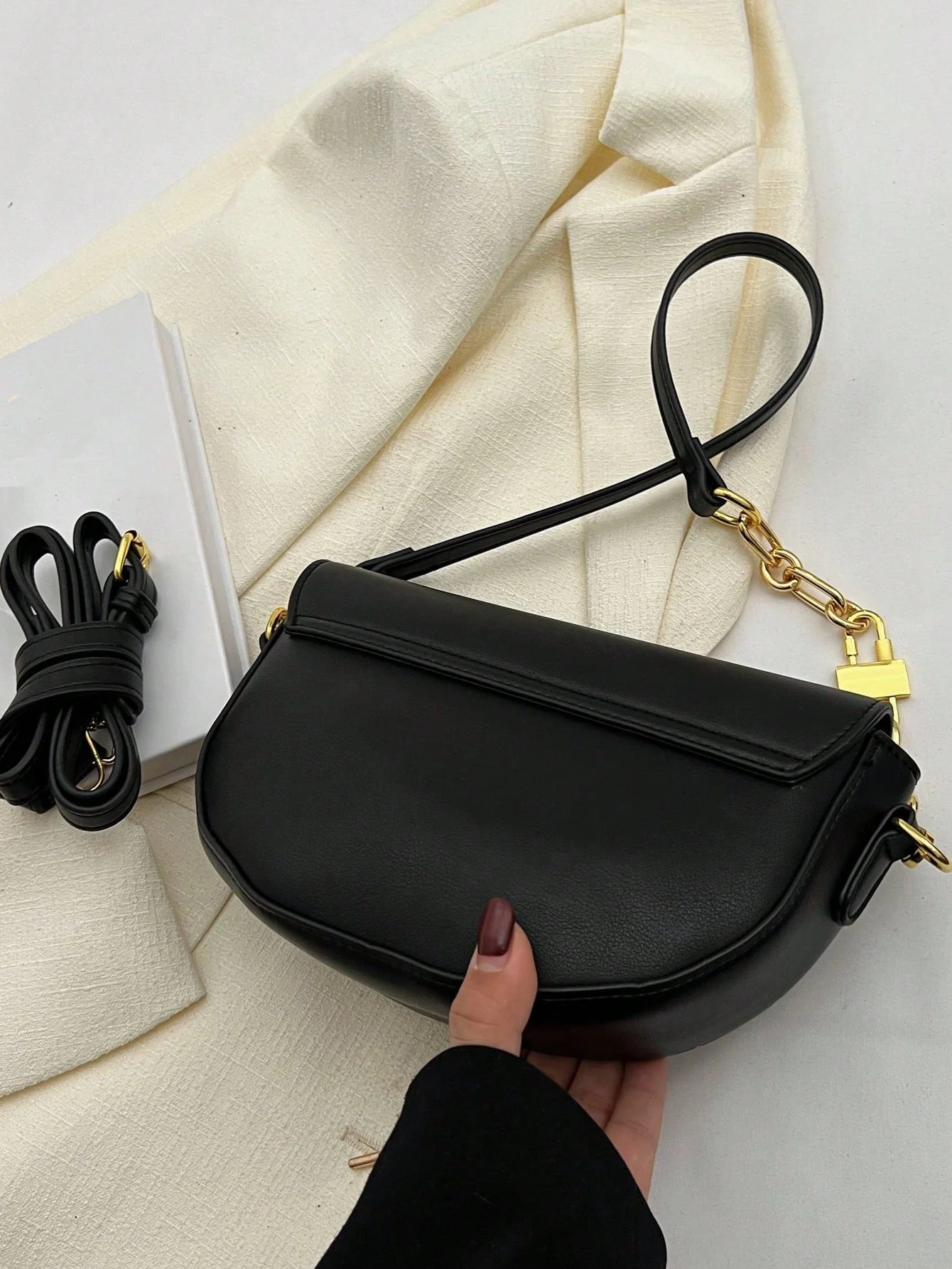 Metal Decor Flap Saddle Bag - Image 36