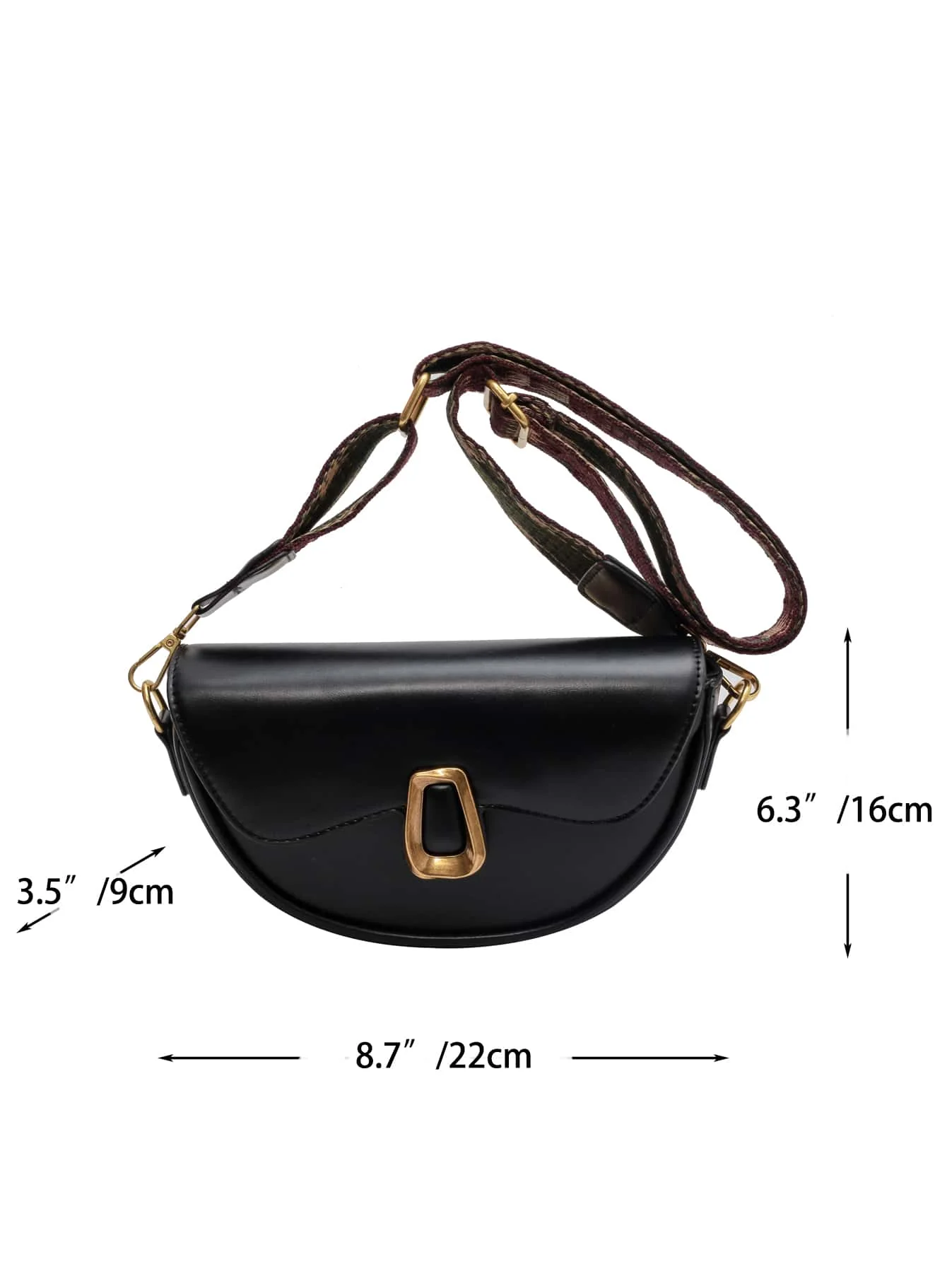 Metal Decor Flap Saddle Bag - Image 4
