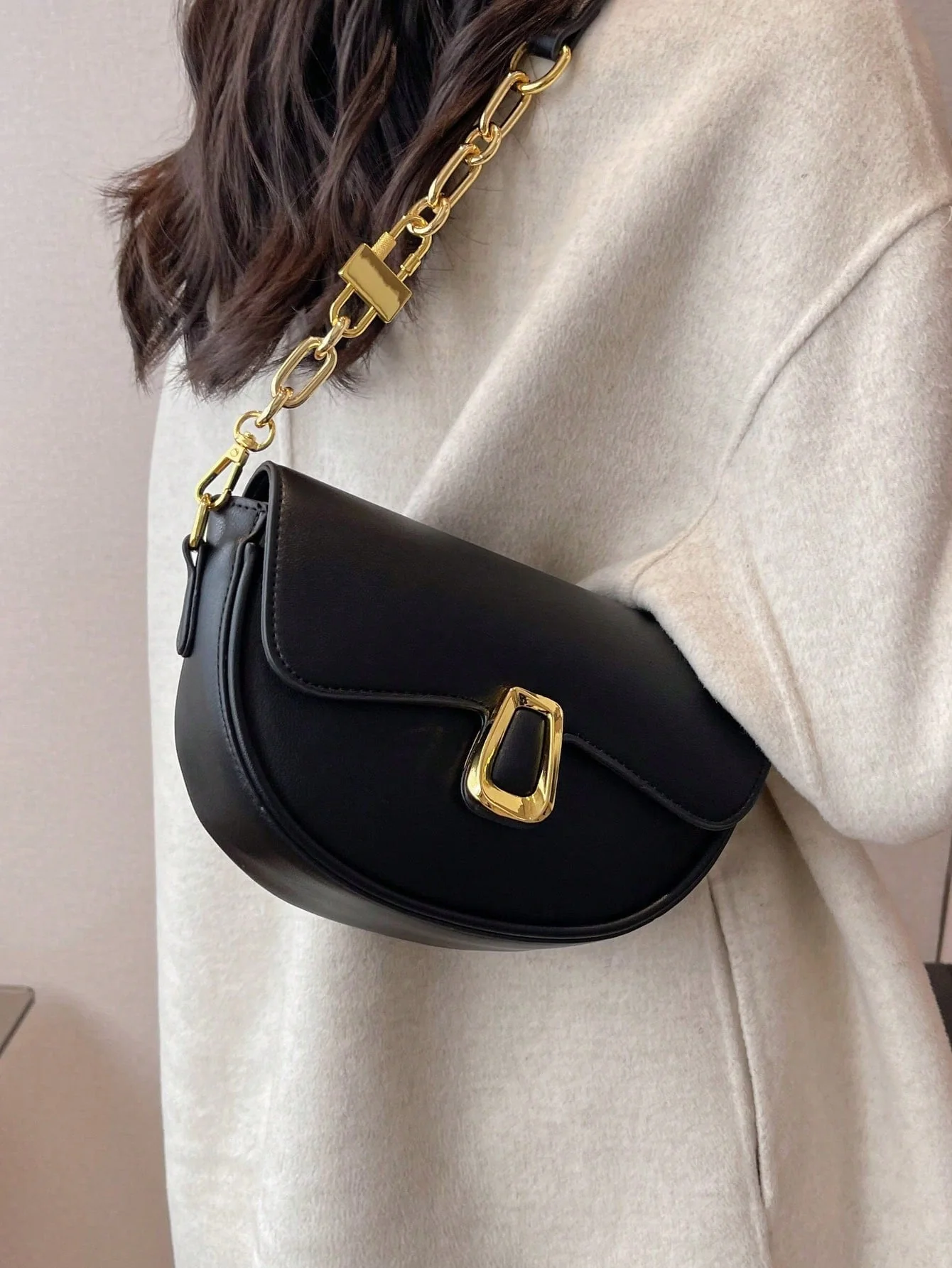 Metal Decor Flap Saddle Bag - Image 40