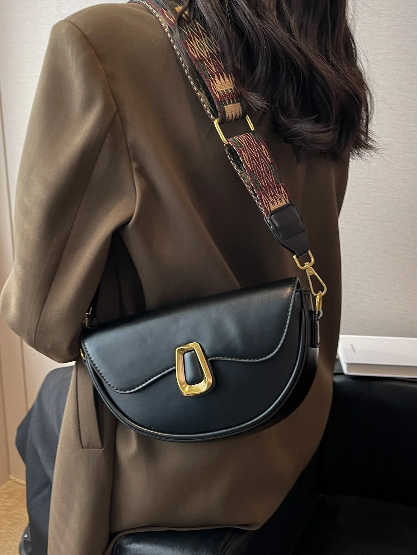 Metal Decor Flap Saddle Bag - Image 6
