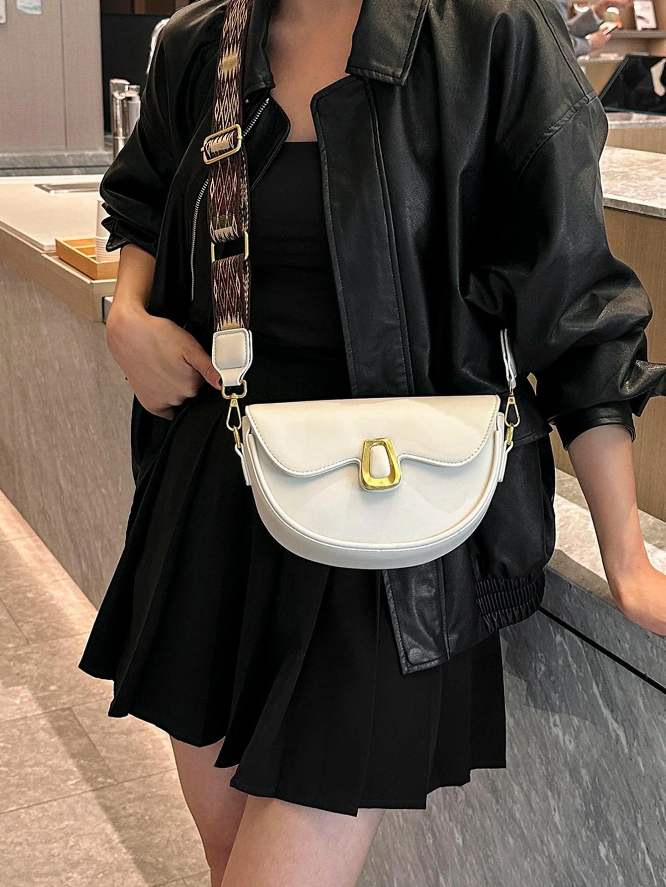 Metal Decor Flap Saddle Bag - Image 9