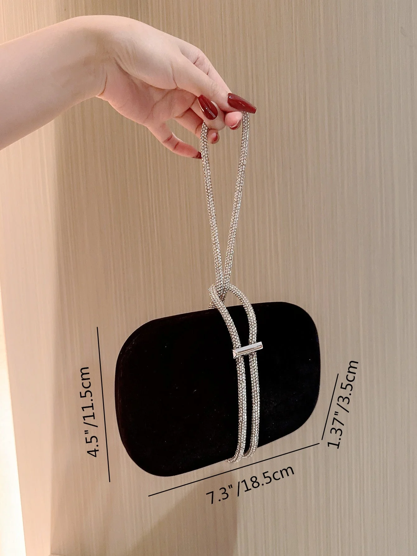 Metallic Diamond Decorated Box Clutch Evening Bag FD - Image 3