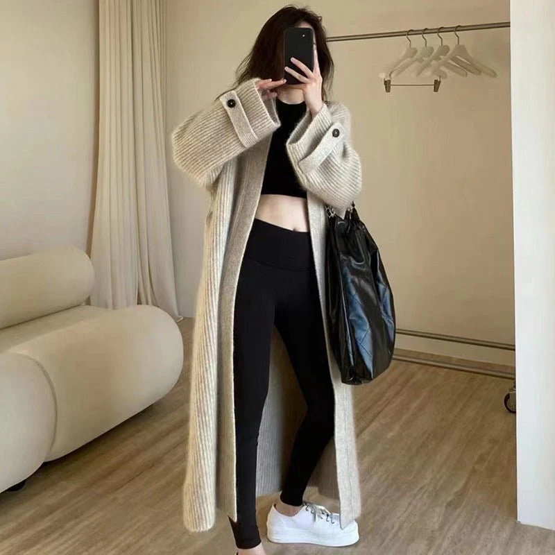 Mid-length knitted soft glutinous Korean style long sweater FD
