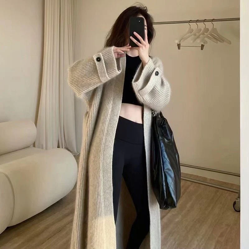 Mid-length knitted soft glutinous Korean style long sweater FD - Image 10