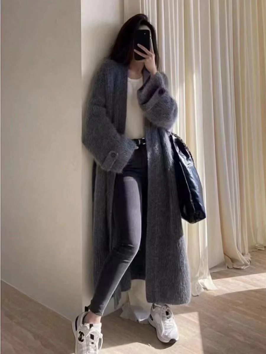 Mid-length knitted soft glutinous Korean style long sweater FD - Image 6