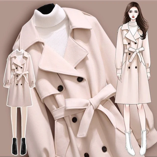 Mid-length thick woolen coat for women FD - Image 4