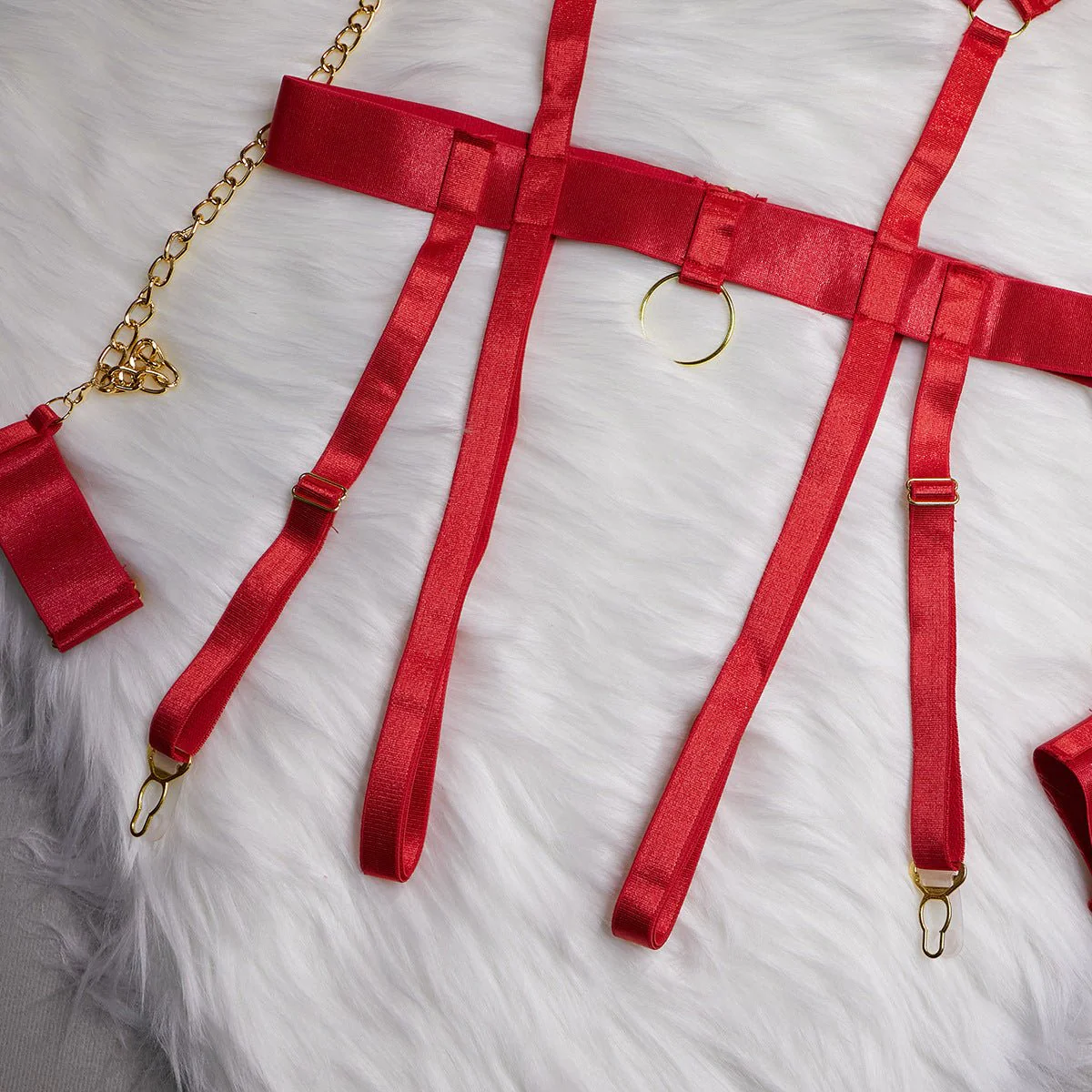 Midnight Rebel | Chain-Detail 4-Piece Mesh Lingerie Set - Image 12