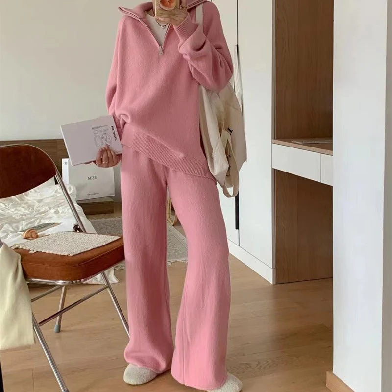 Milk gentle wind wear suit loose pullover sweater and wide leg pants - Image 4