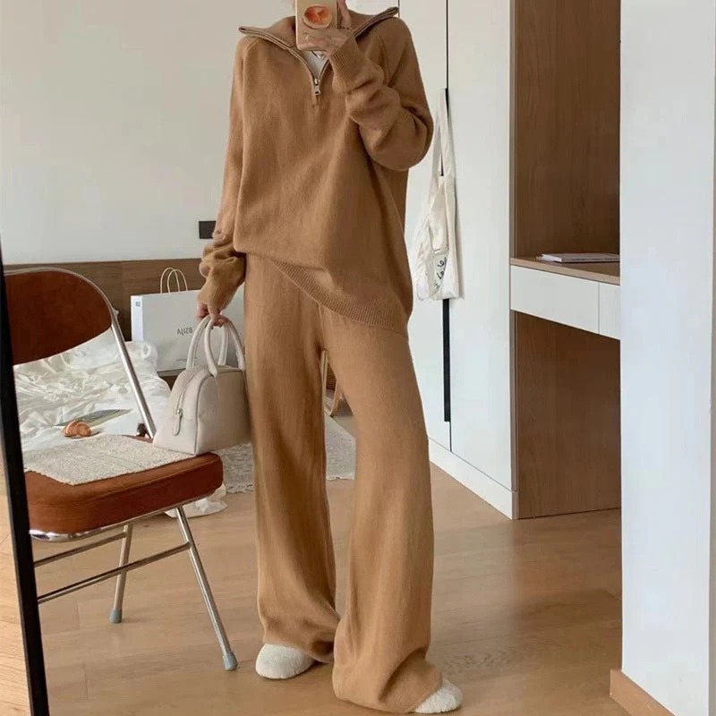 Milk gentle wind wear suit loose pullover sweater and wide leg pants - Image 6