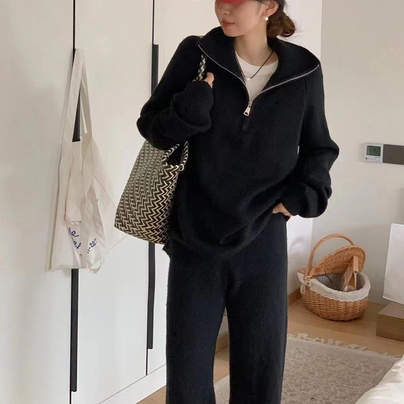 Milk gentle wind wear suit loose pullover sweater and wide leg pants - Image 7