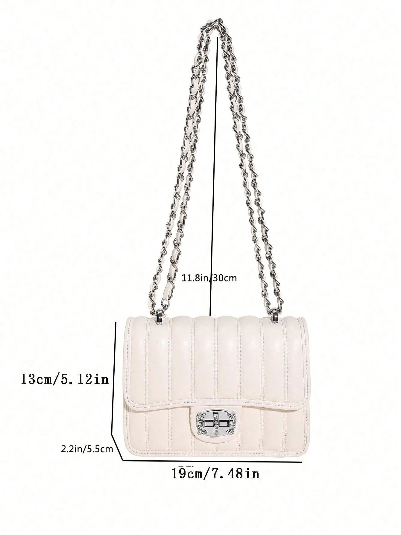 Mini Quilted Pattern Chain Square Bag - Image 10