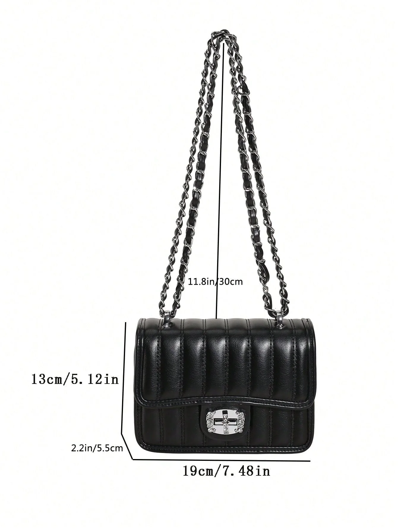 Mini Quilted Pattern Chain Square Bag - Image 15