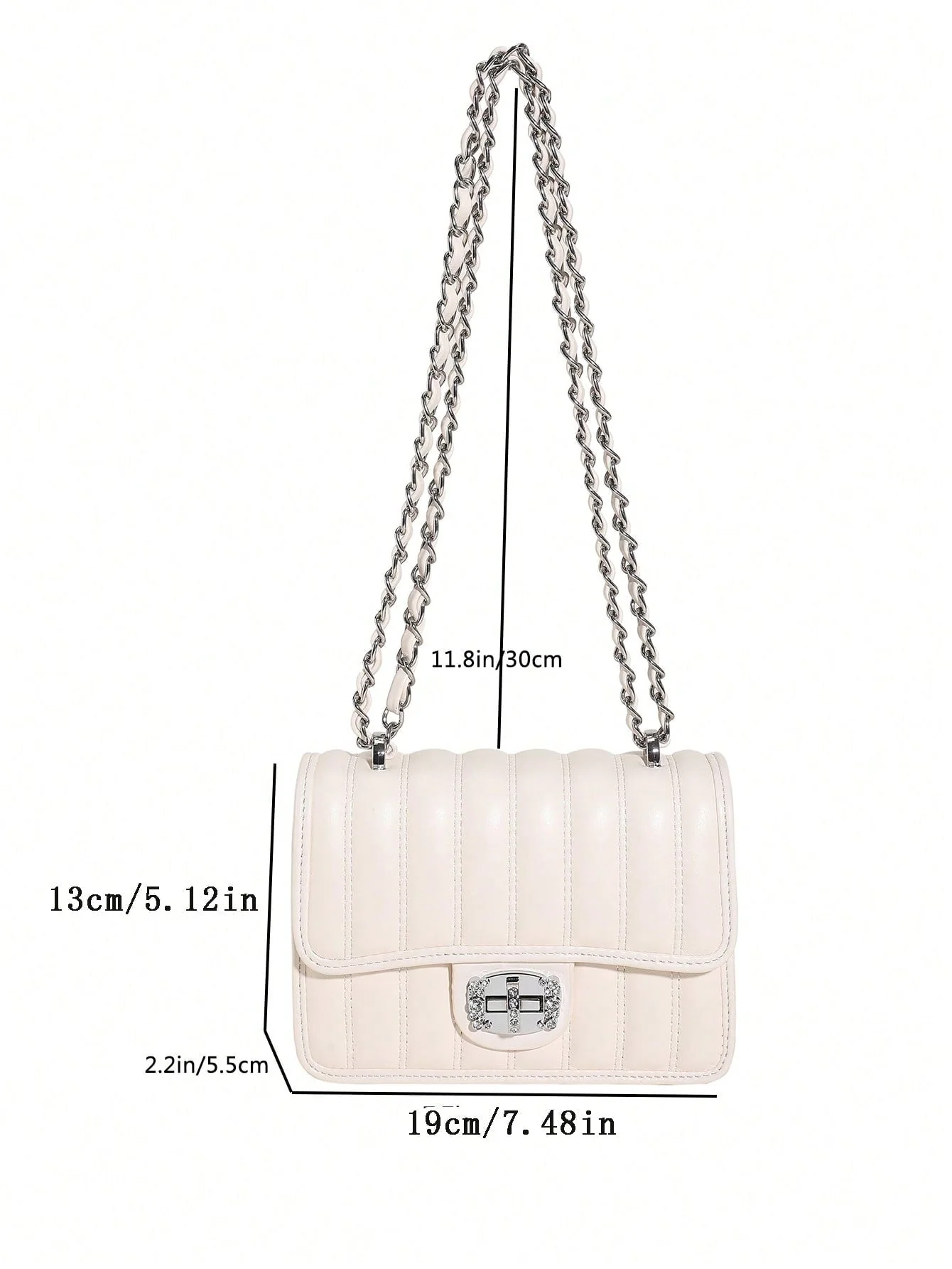 Mini Quilted Pattern Chain Square Bag - Image 6