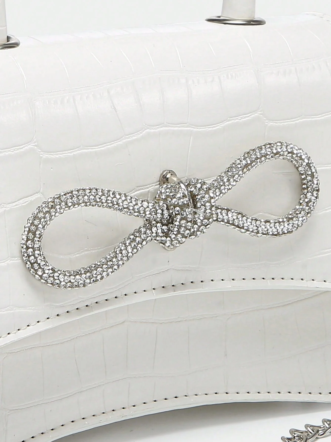 Mini Square Bag Rhinestone & Bow Decor Bag - Image 6