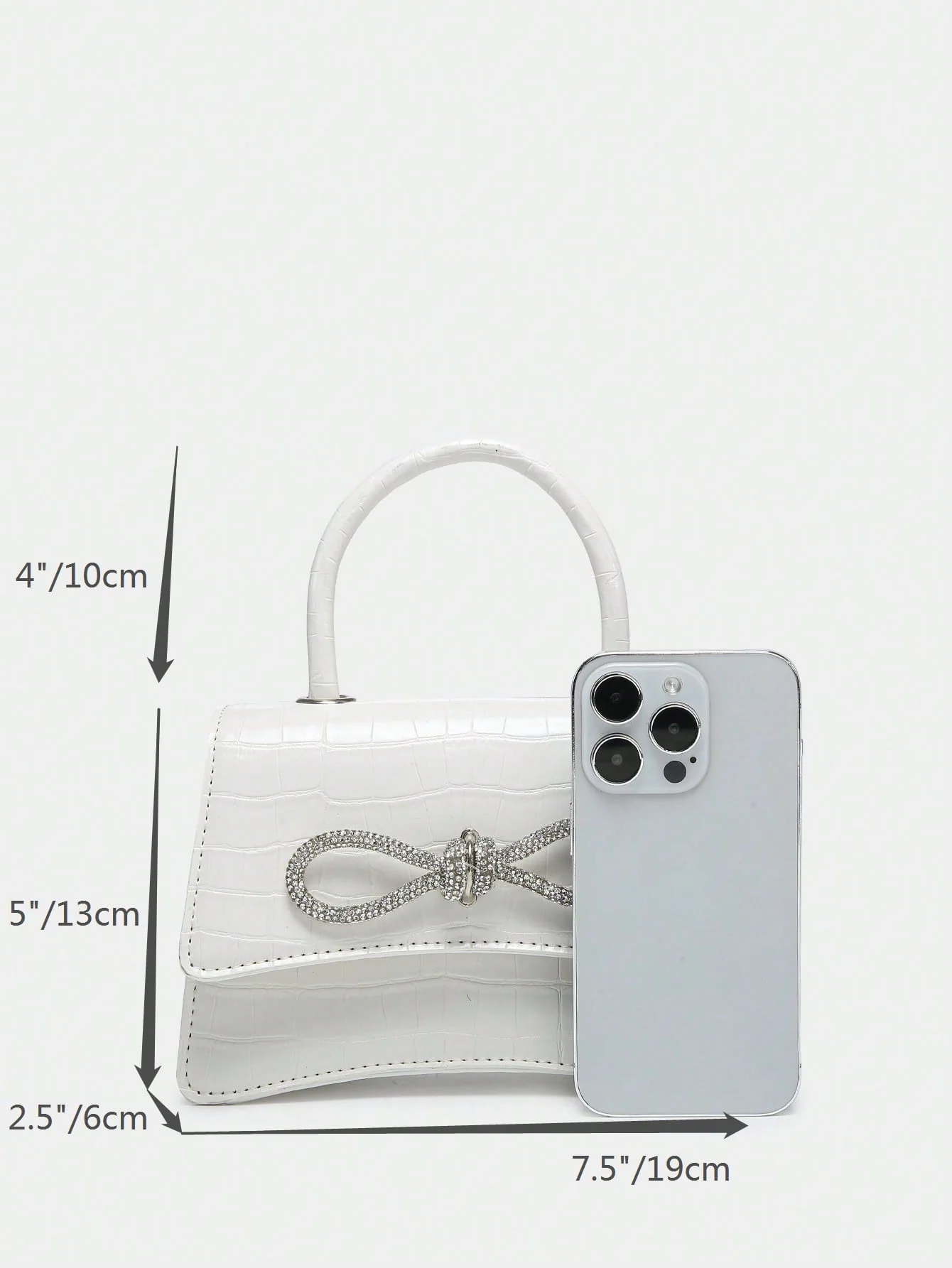 Mini Square Bag Rhinestone & Bow Decor Bag - Image 7