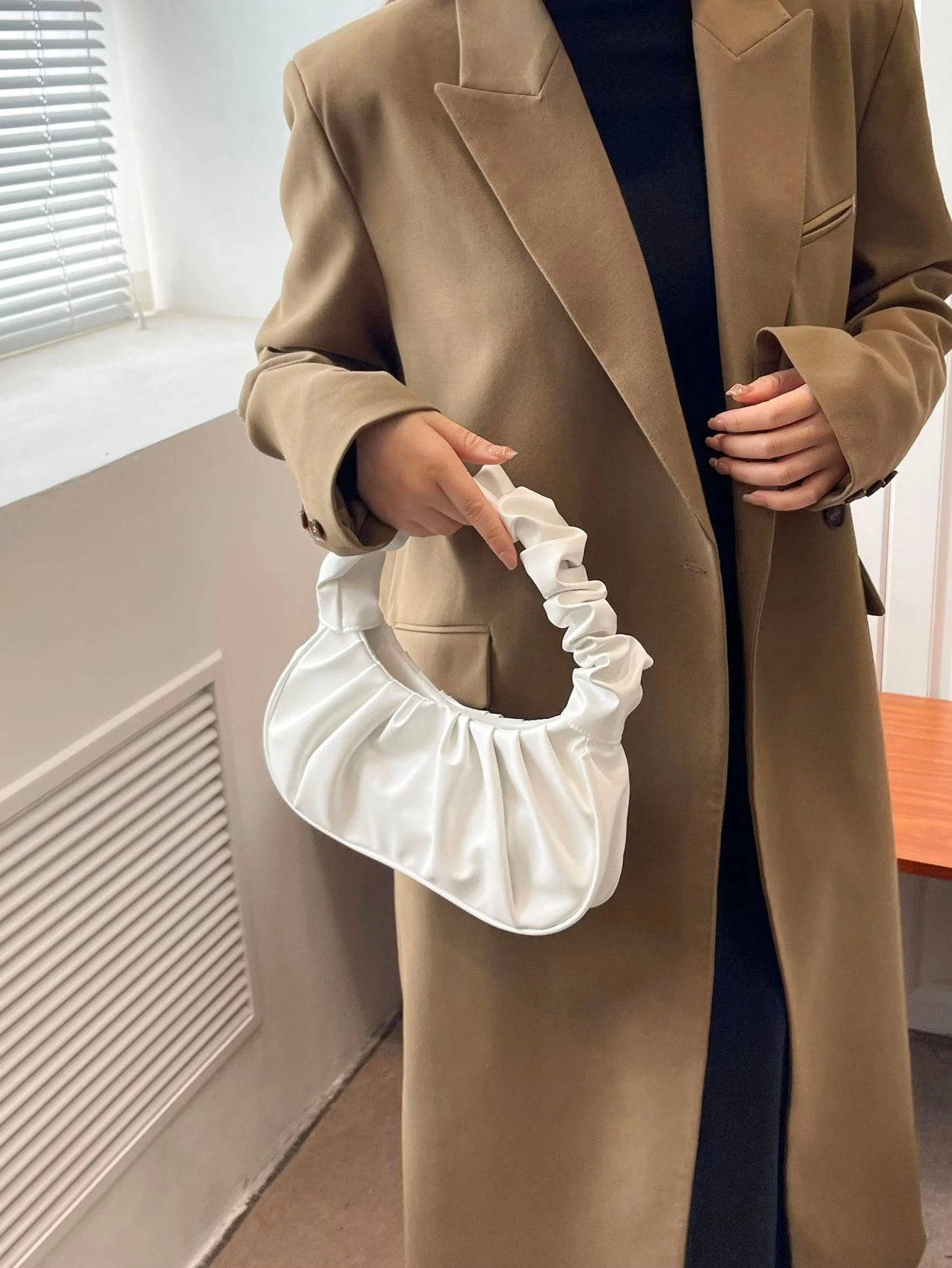 Minimalist Snap Button Ruched Bag - Image 6