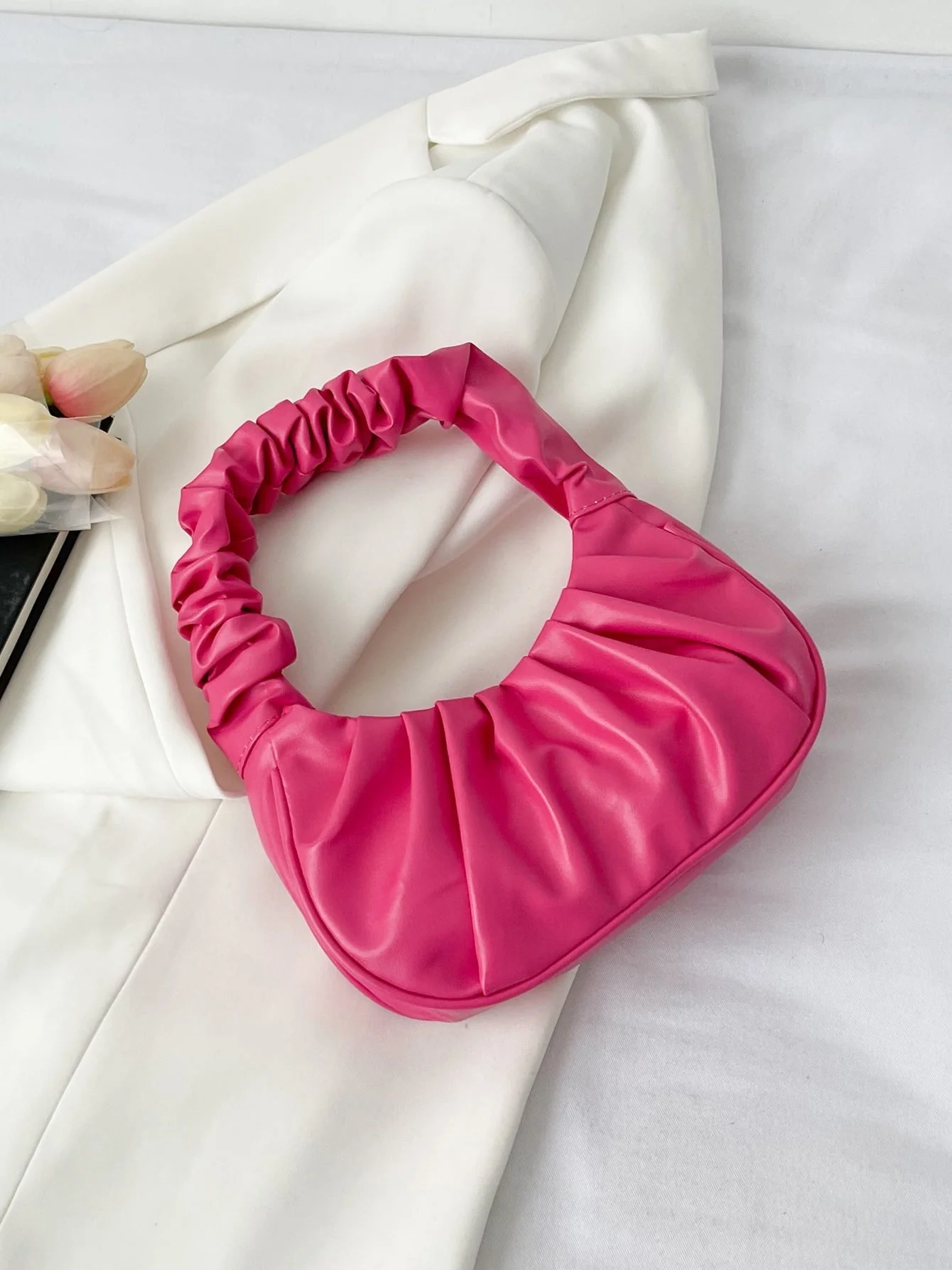 Minimalist Snap Button Ruched Bag - Image 7