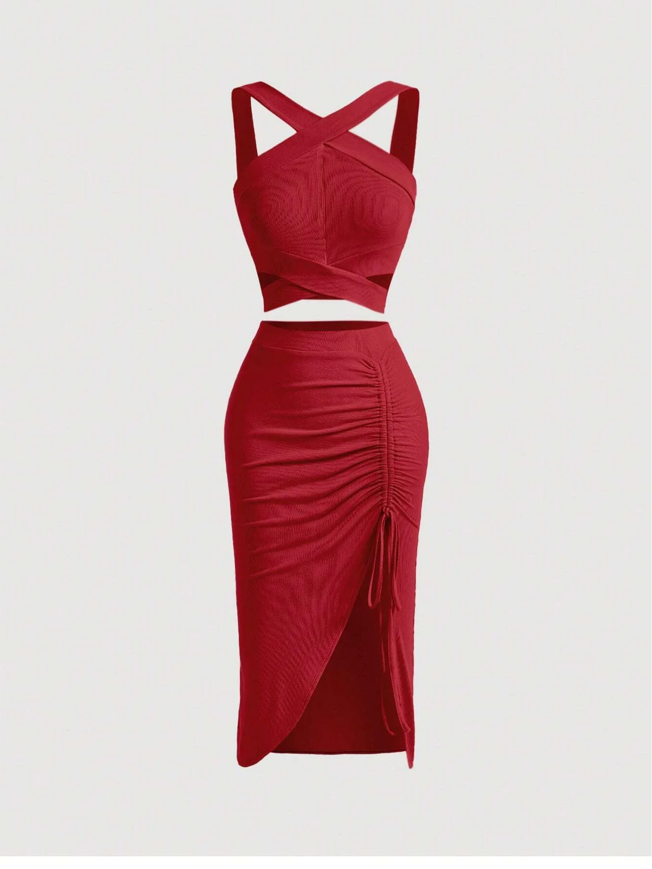 MOD Crisscross Cami Top & Drawstring Split Thigh Skirt - Image 15