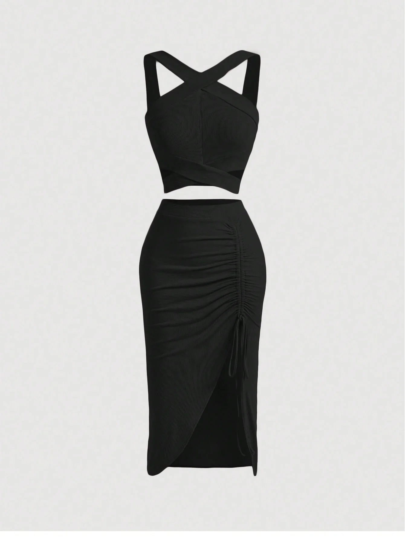 MOD Crisscross Cami Top & Drawstring Split Thigh Skirt - Image 2