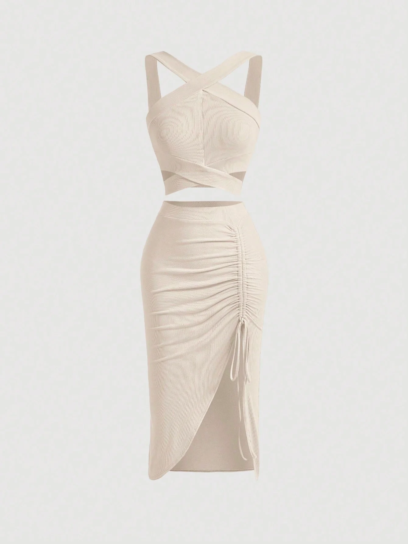 MOD Crisscross Cami Top & Drawstring Split Thigh Skirt - Image 3
