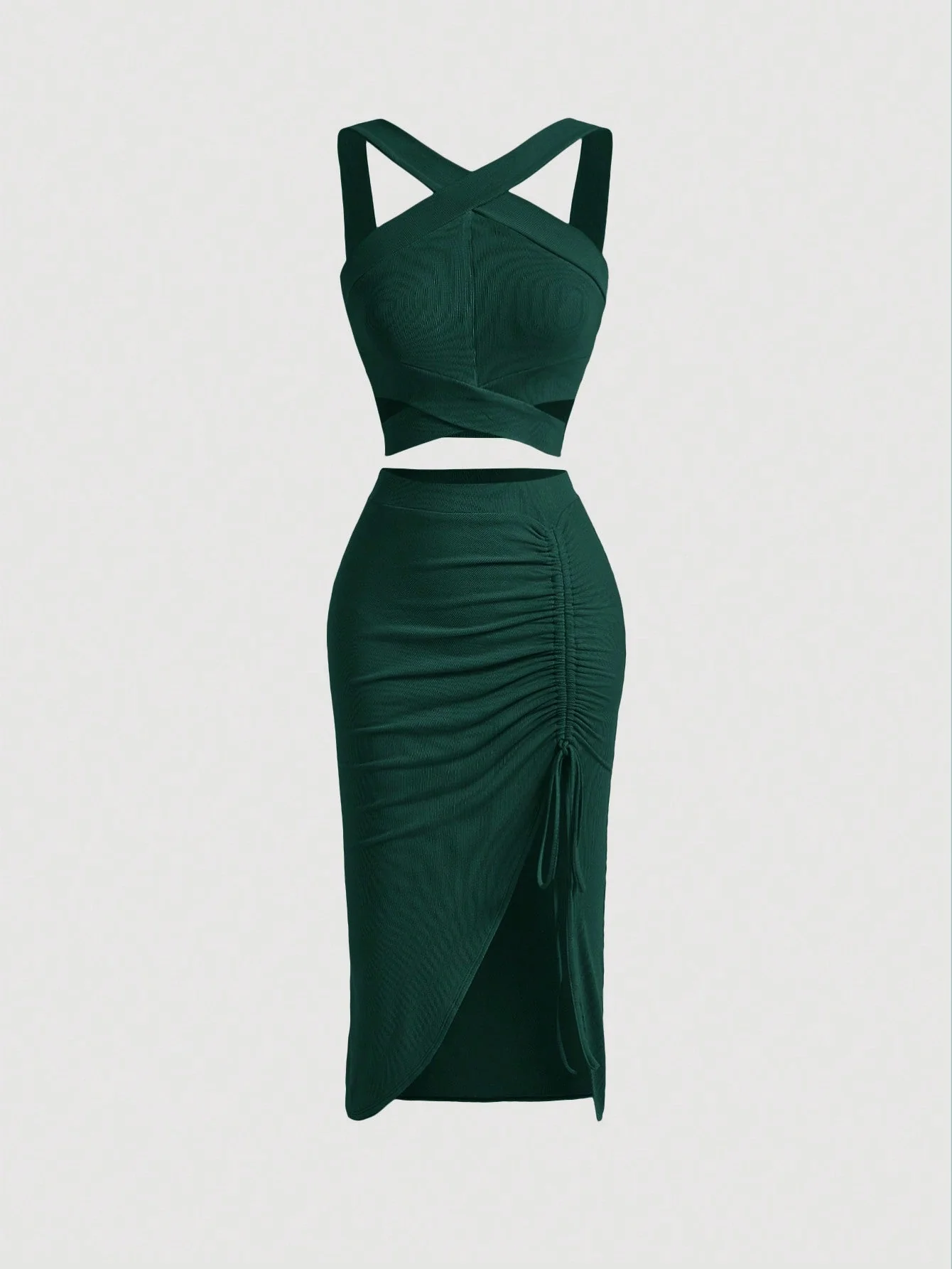 MOD Crisscross Cami Top & Drawstring Split Thigh Skirt - Image 6