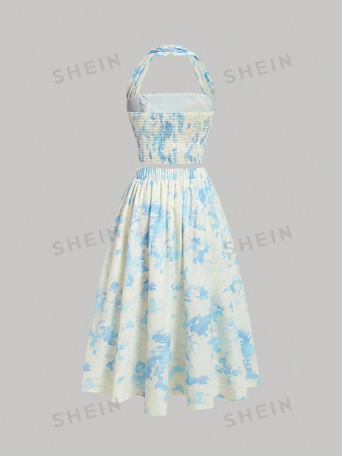 MOD Ladies' Floral Printed Pleated Halter Neck Vest And Skirt Set - Image 5