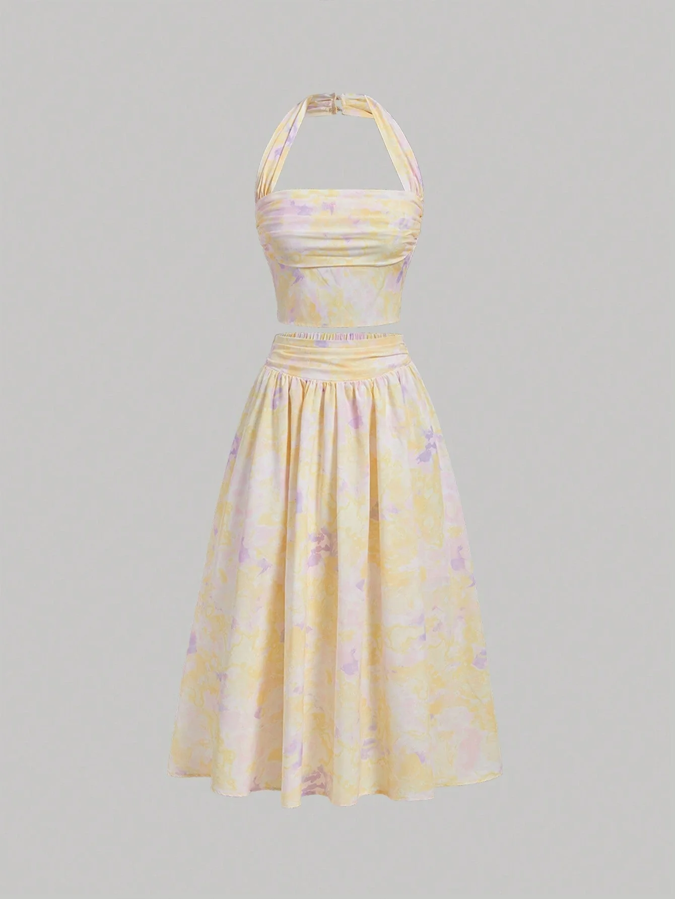 MOD Ladies' Floral Printed Pleated Halter Neck Vest And Skirt Set - Image 8