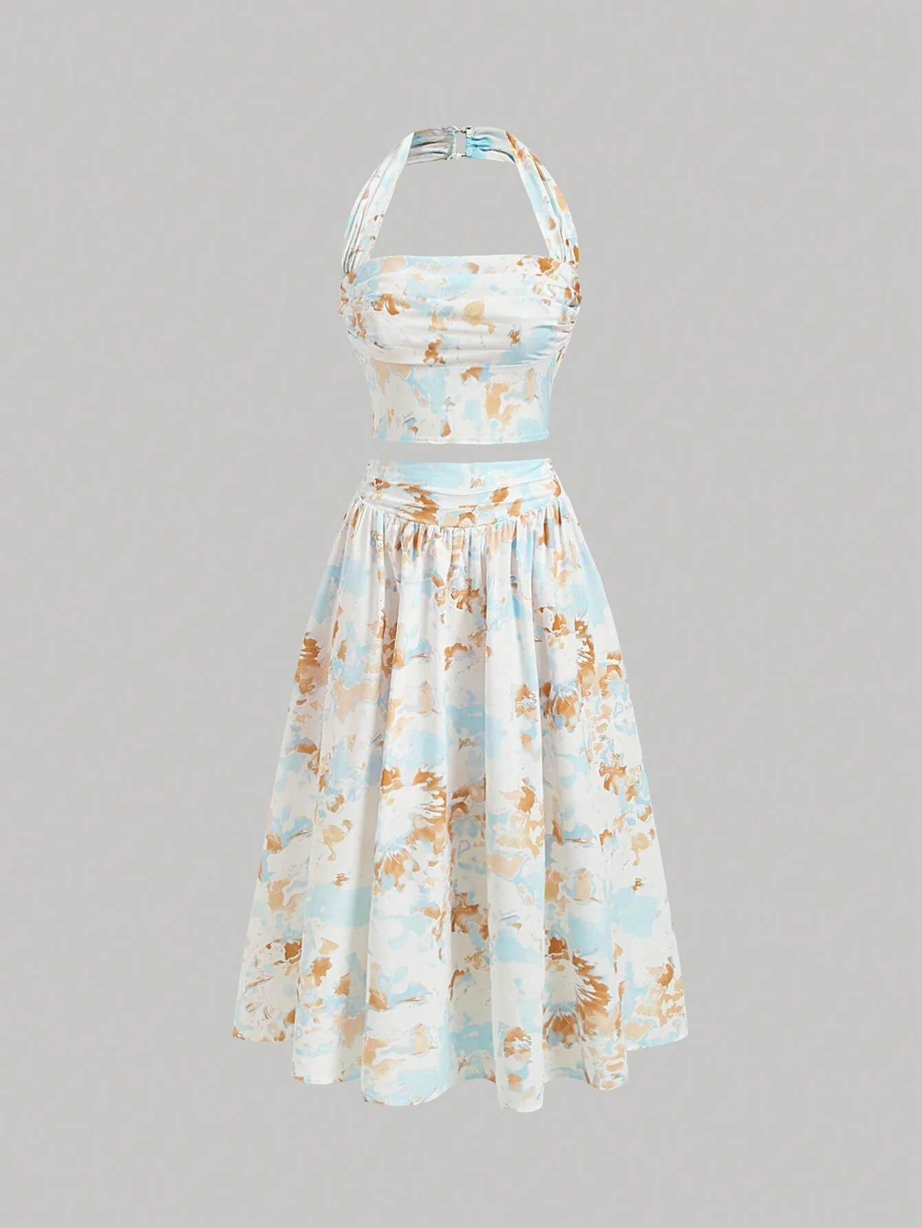 MOD Ladies' Floral Printed Pleated Halter Neck Vest And Skirt Set - Image 9