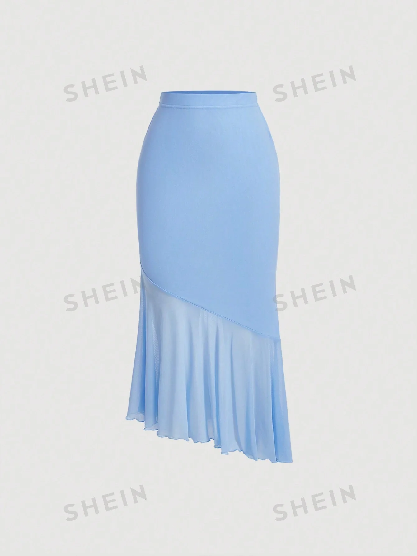 MOD Ladies' Solid Color Asymmetrical Hem Midi Skirt